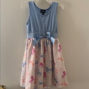 Blue Top with Unicorn Print Dress
